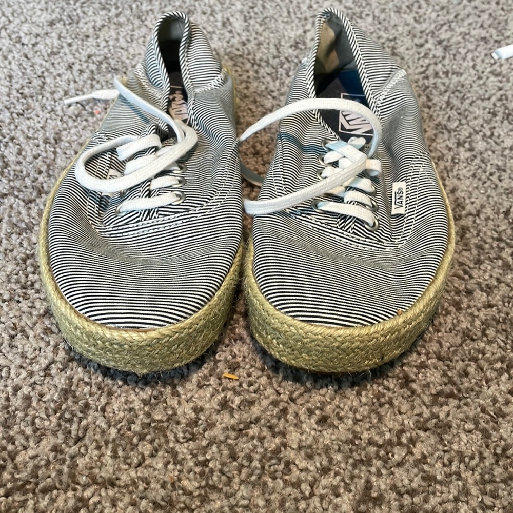 Woman’s Grey/White striped Vans Sneakers